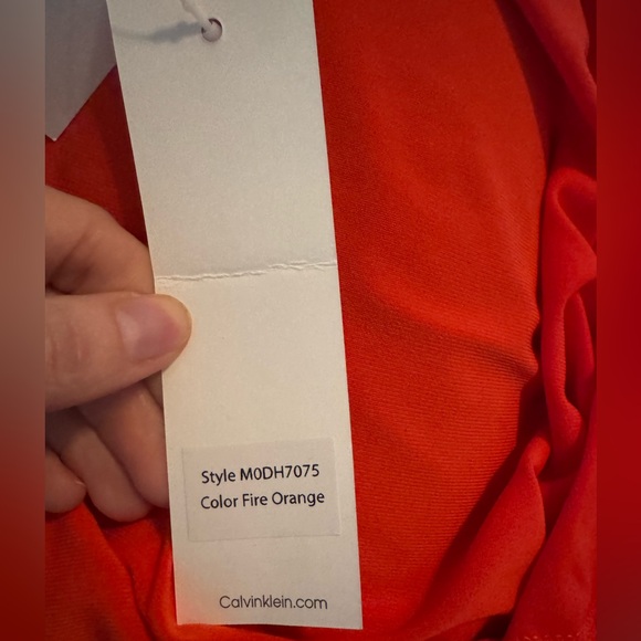 NWT Calvin Klein square neck sheer ruffle sleeve top in Fire Orange Size Large - Picture 4 of 7